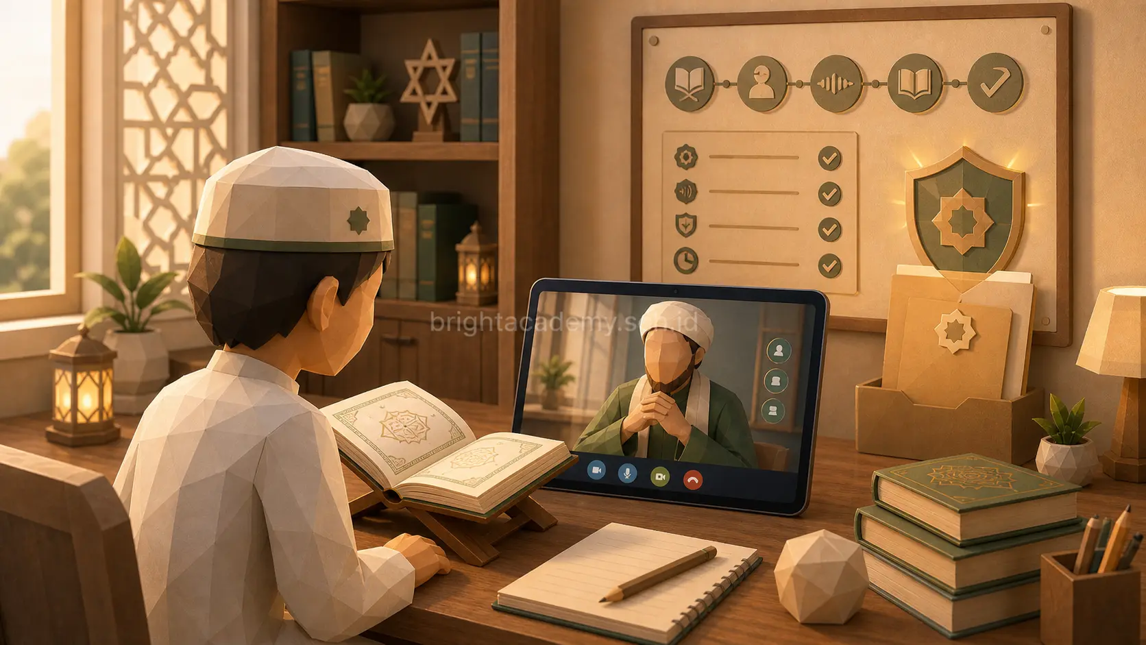 Ilustrasi seleksi hafalan online untuk program beasiswa tahfidz full gratis