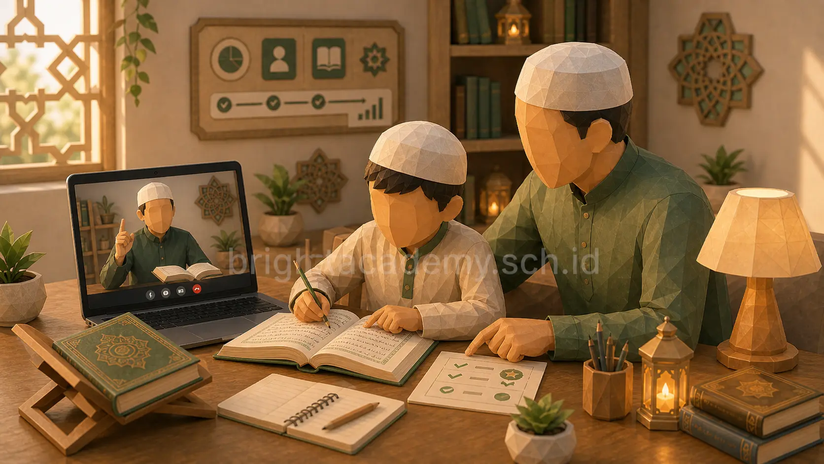 Kebersamaan keluarga dalam kelas mengaji quran online untuk pemula secara daring